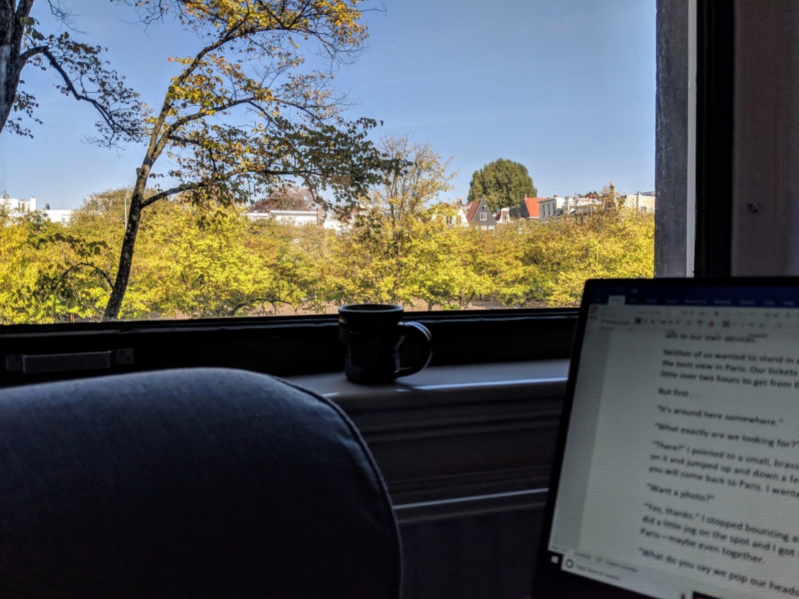 Writing with a view of Amsterdam